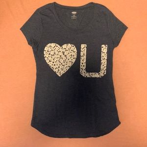 Dark Blue-Grayish Heart U Blouse